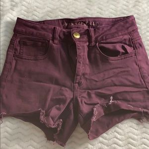 Burgundy American Eagle jean shorts